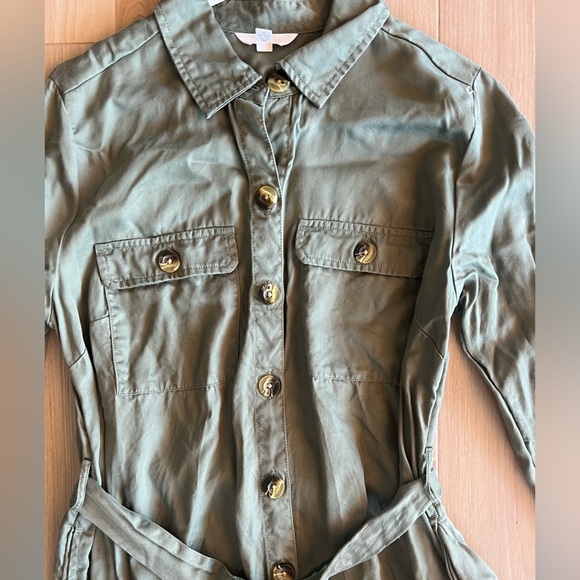 Time and Tru Button Up Green Cargo Dress - Picture 3 of 7